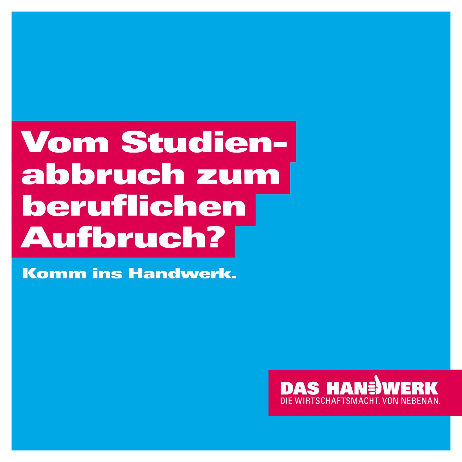 Imagekampagne des Handwerks | Spruch Studienabbruch