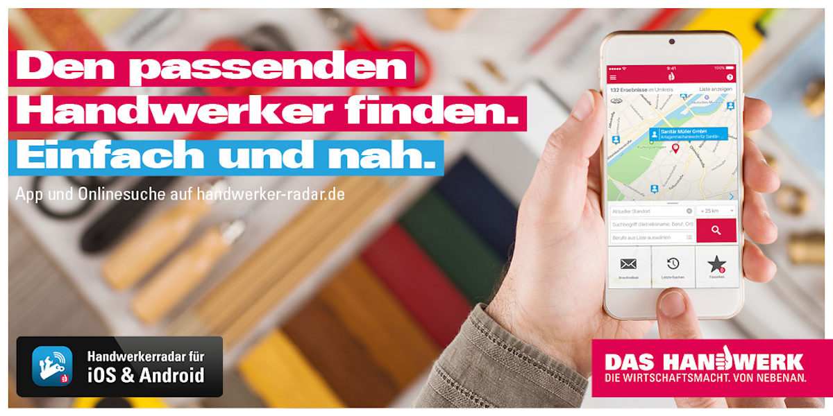 Handwerker finden, App, Handwerkerradar, Handwerkersuche
