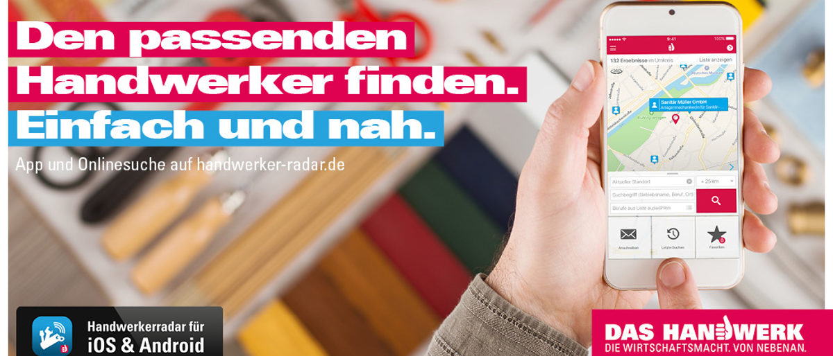 Handwerker finden, App, Handwerkerradar, Handwerkersuche