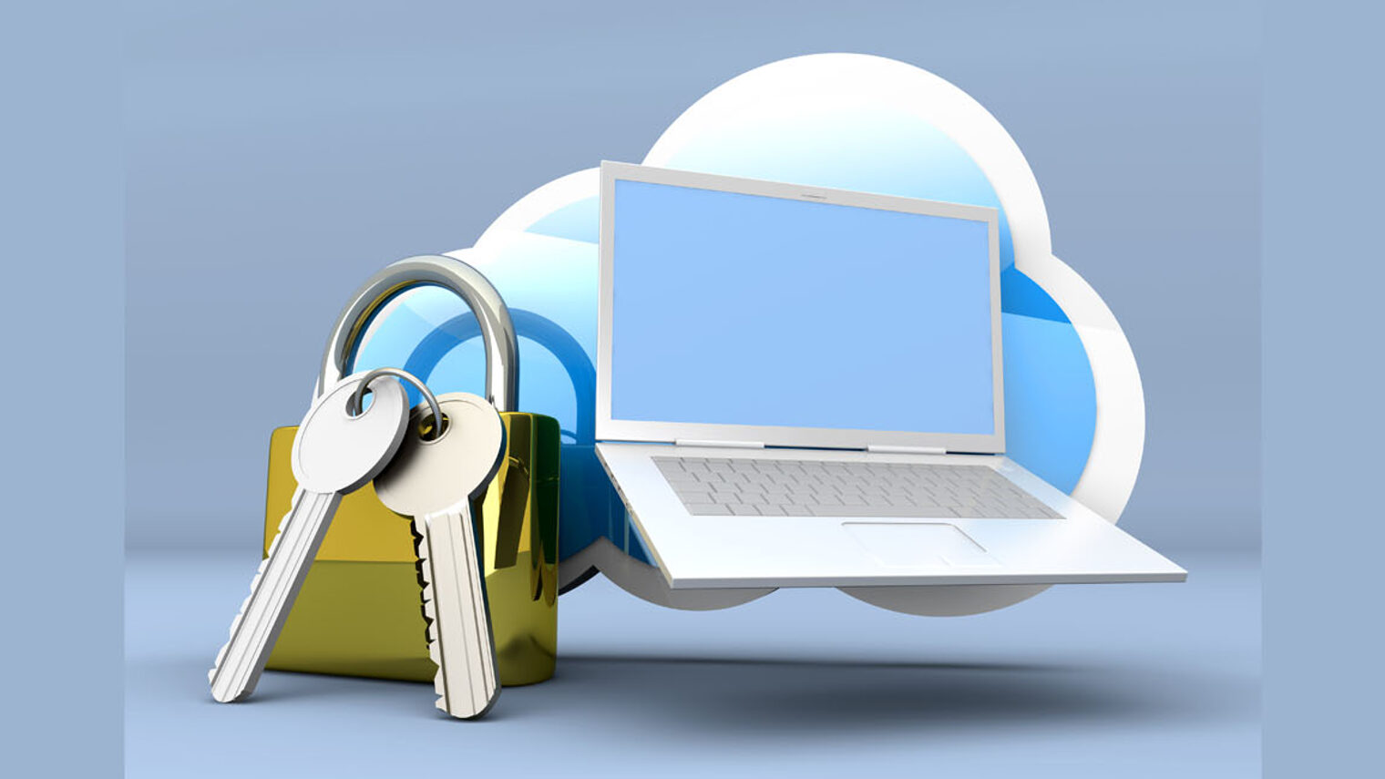 Symbolbild Laptop, Cloud, IT-Sicherheit