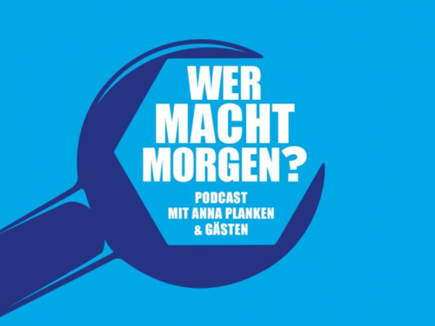 Titelbild des Podcasts "Wer macht morgen?", Lupe mit dem Titel des Podcasts wo das Vergrößerungsglas wäre