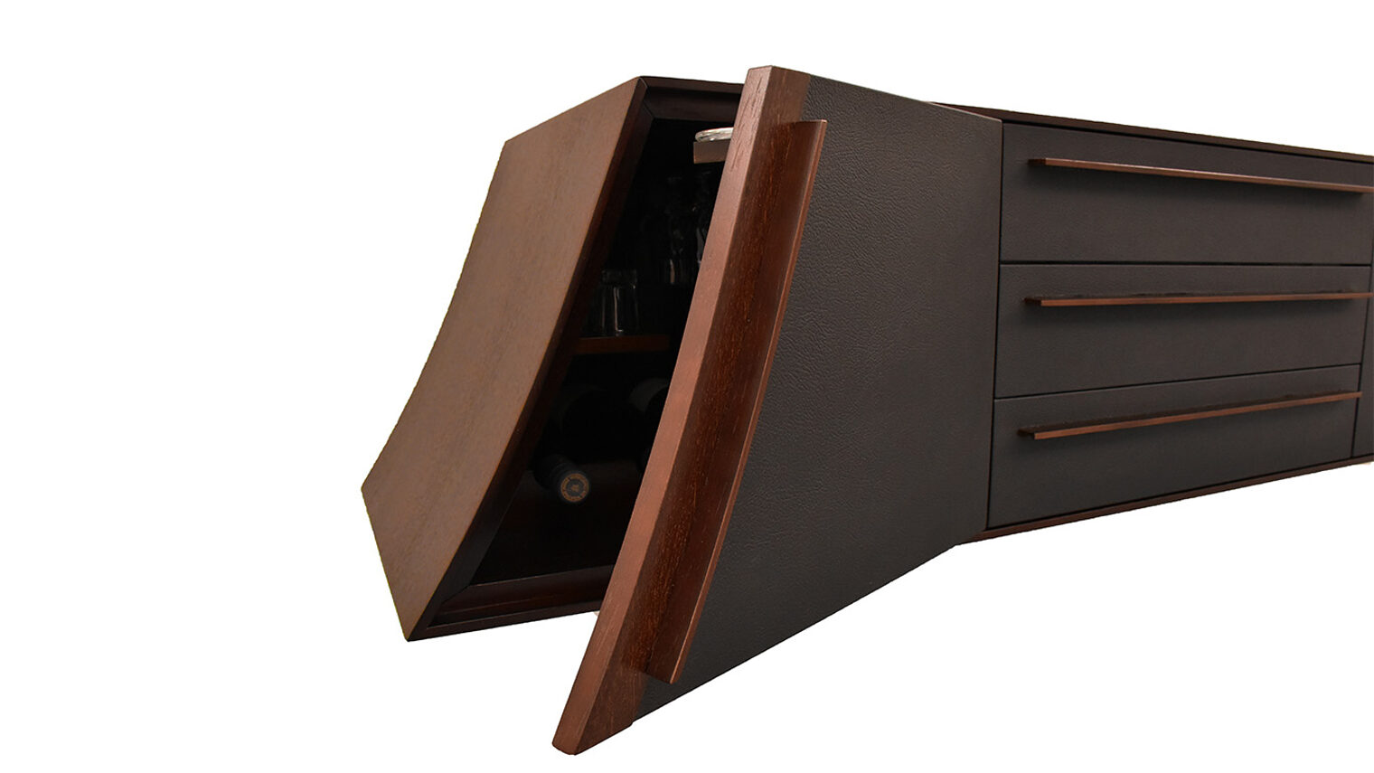 Schreinermeisterstück Sideboard mit geöffneter Tür
