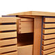 Schreinermeisterstück Eckansicht Hängesideboard in Leistenoptik