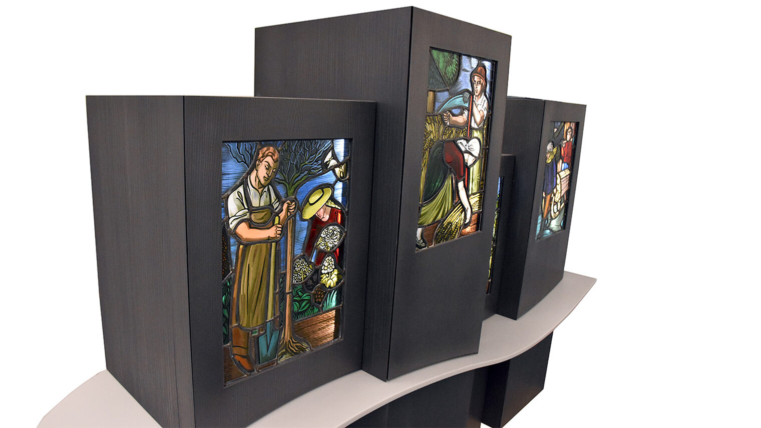 Schreinermeisterstück Sideboard mit Bleiverglasung
