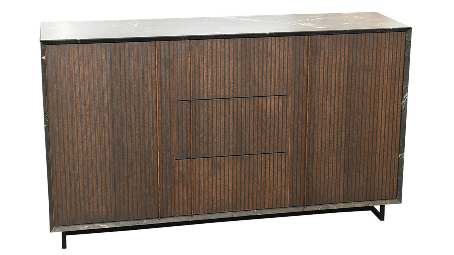 Schreinermeisterstück Gesamtansicht Sideboard aus Eiche und Naturstein