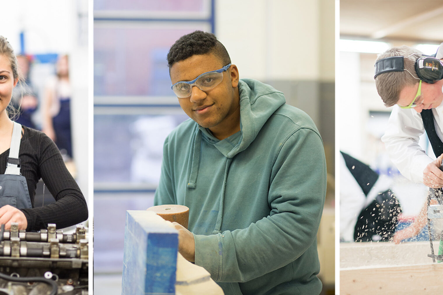 Collage verschiedener junger Handwerkerinnen und Handwerker