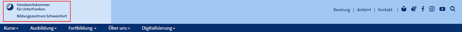 Screenshot des Headers mit Logo auf www.bildungszentrum-schweinfurt.de