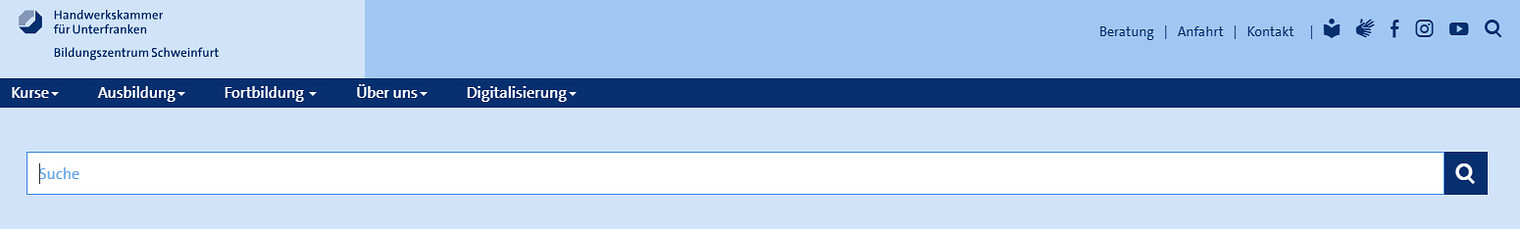 Screenshot der Suche auf www.bildungszentrum-schweinfurt.de