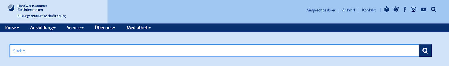 Screenshot der Suche auf www.bildungszentrum-aschaffenburg.de