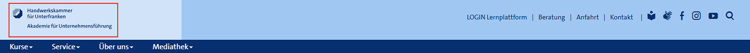 Screenshot des Headers mit Logo auf www.akademie-hwk.de
