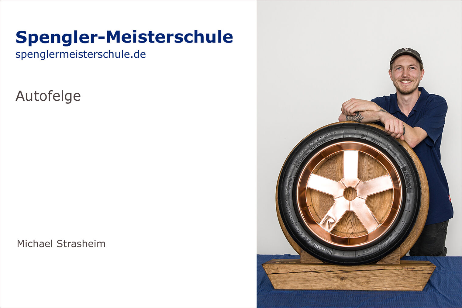 Porträt Michael Strasheim mit seinem Spenglermeisterstück