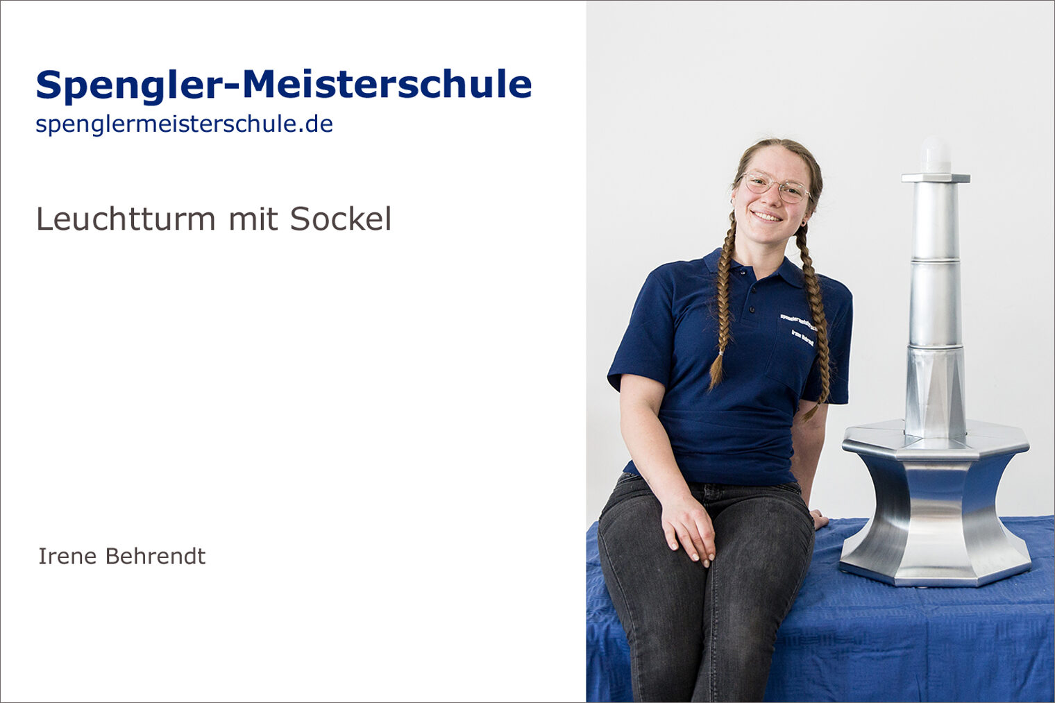 Porträt Irene Behrendt mit ihrem Spenglermeisterstück