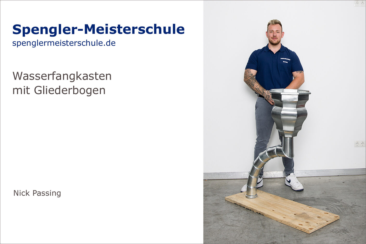 Porträt Nick Passing mit seinem Spenglermeisterstück