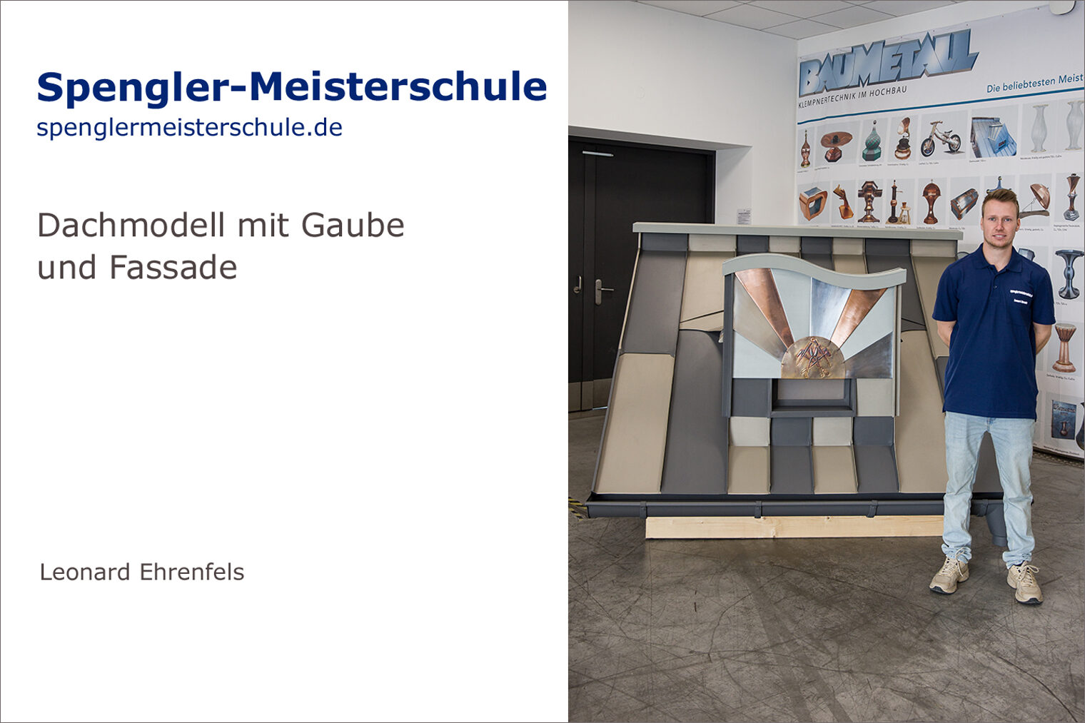 Porträt Leonard Ehrenfels mit seinem Spenglermeisterstück