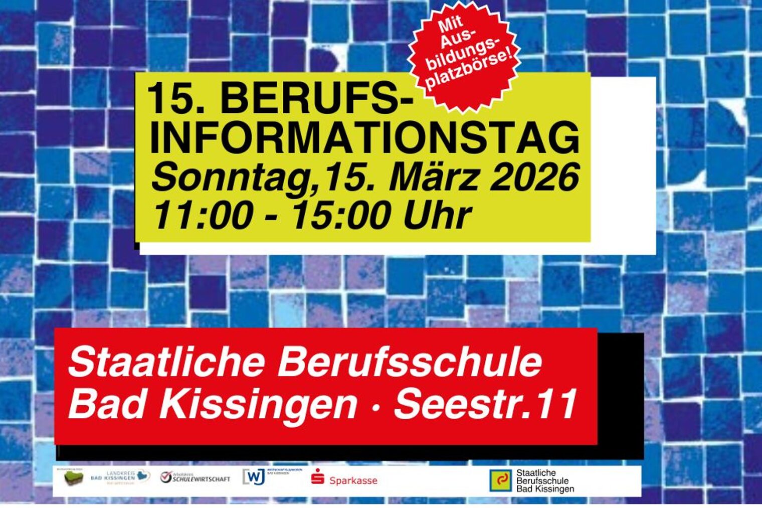 Ein Informationsflyer über den 15. Berufsinformationstag in Bad Kissingen am 15. März in der Seestrasse 11