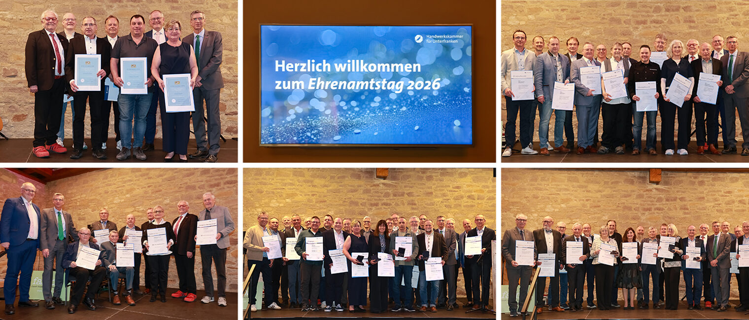 Collage mit Gruppenfotos der Ehrungsgruppen beim Ehrenamtstag 2026