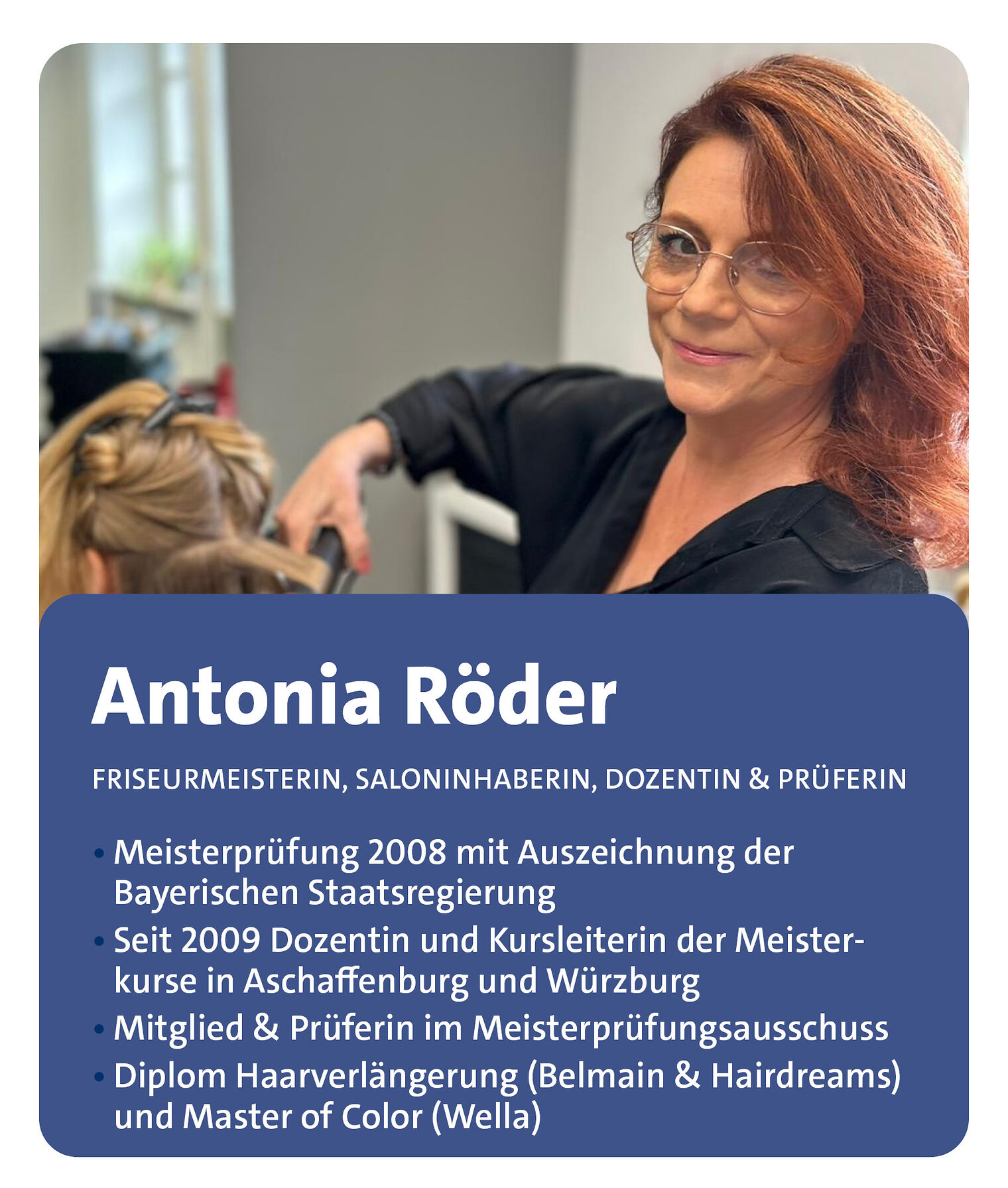 Friseurmeisterin und Dozentin Antonia Röder im Meisterkurs Friseur/in Aschaffenburg