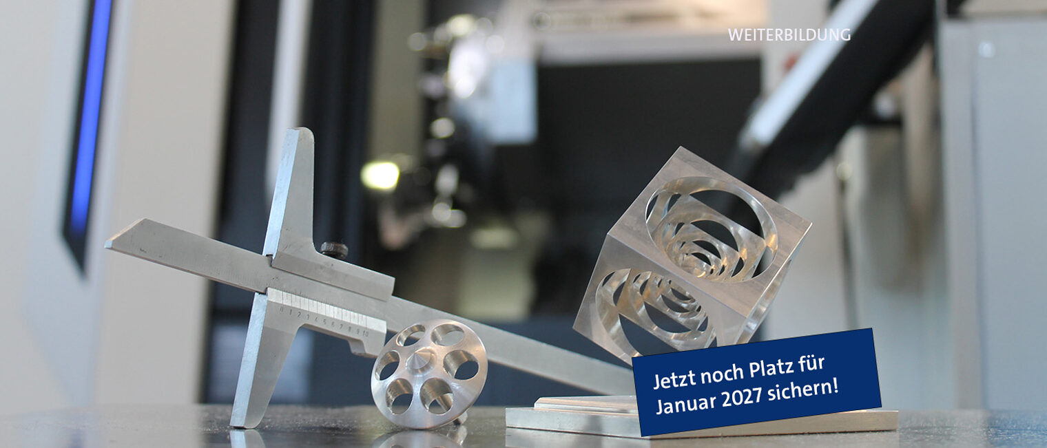 Metallische gedrehte und gefräste Präzisionsteile in der Werkstatt der Meisterschule Feinwerkmechanik in Aschaffenburg