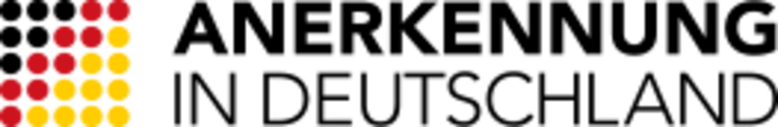 Logo von Anerkennung in Deutschland mit den Farben der deutschen Flagge